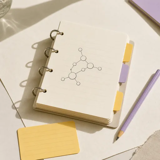 Ring-bound chemistry study guide with yellow and lavender review tabs