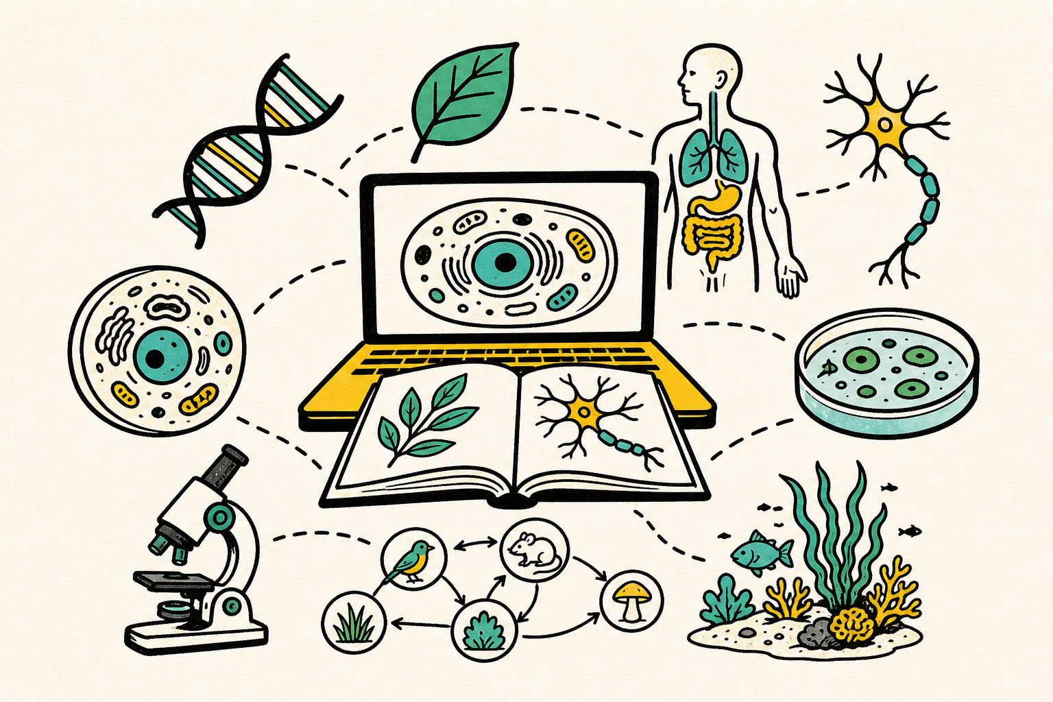 dedicated biology ai covering high school to pre med level biology topics